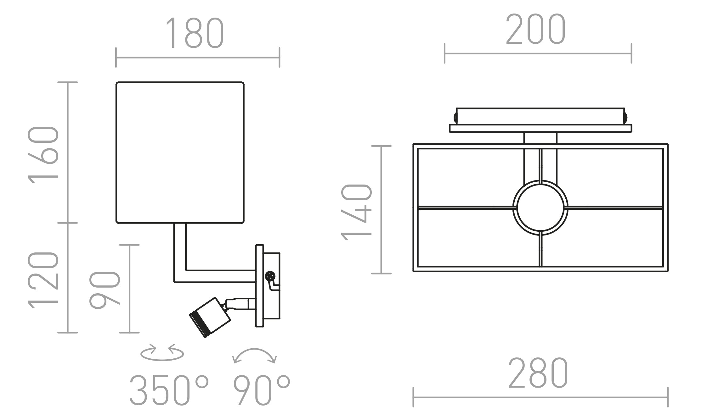 PLAZA mit Strahler - Product sketch
