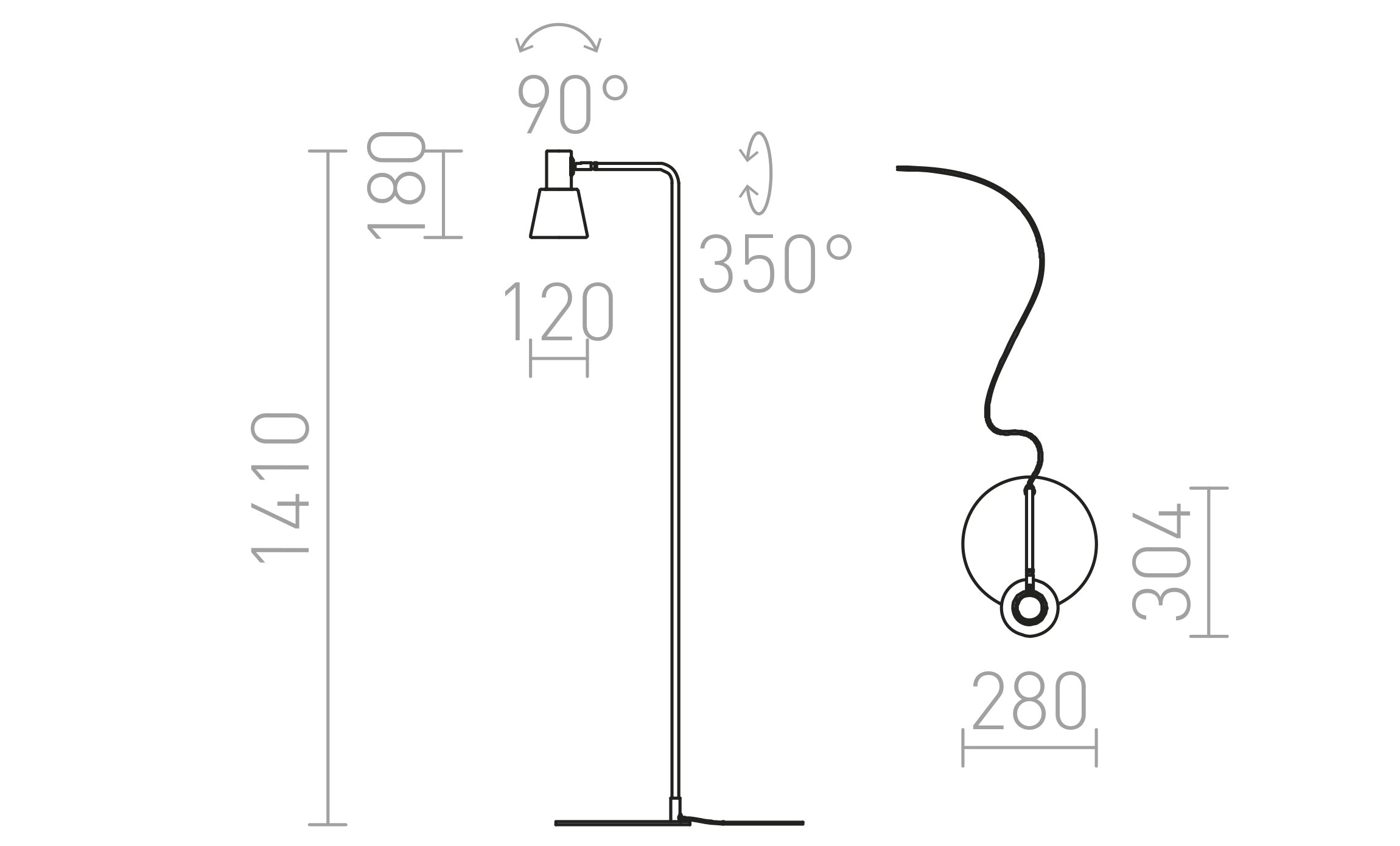 ICAR STANDLEUCHTE - Product sketch