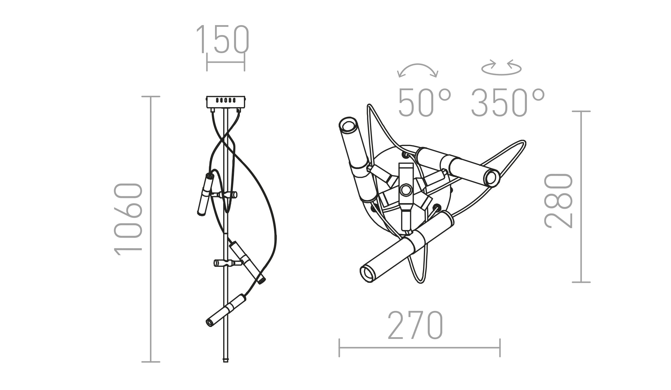 VIPER DECKENLEUCHTE - Product sketch