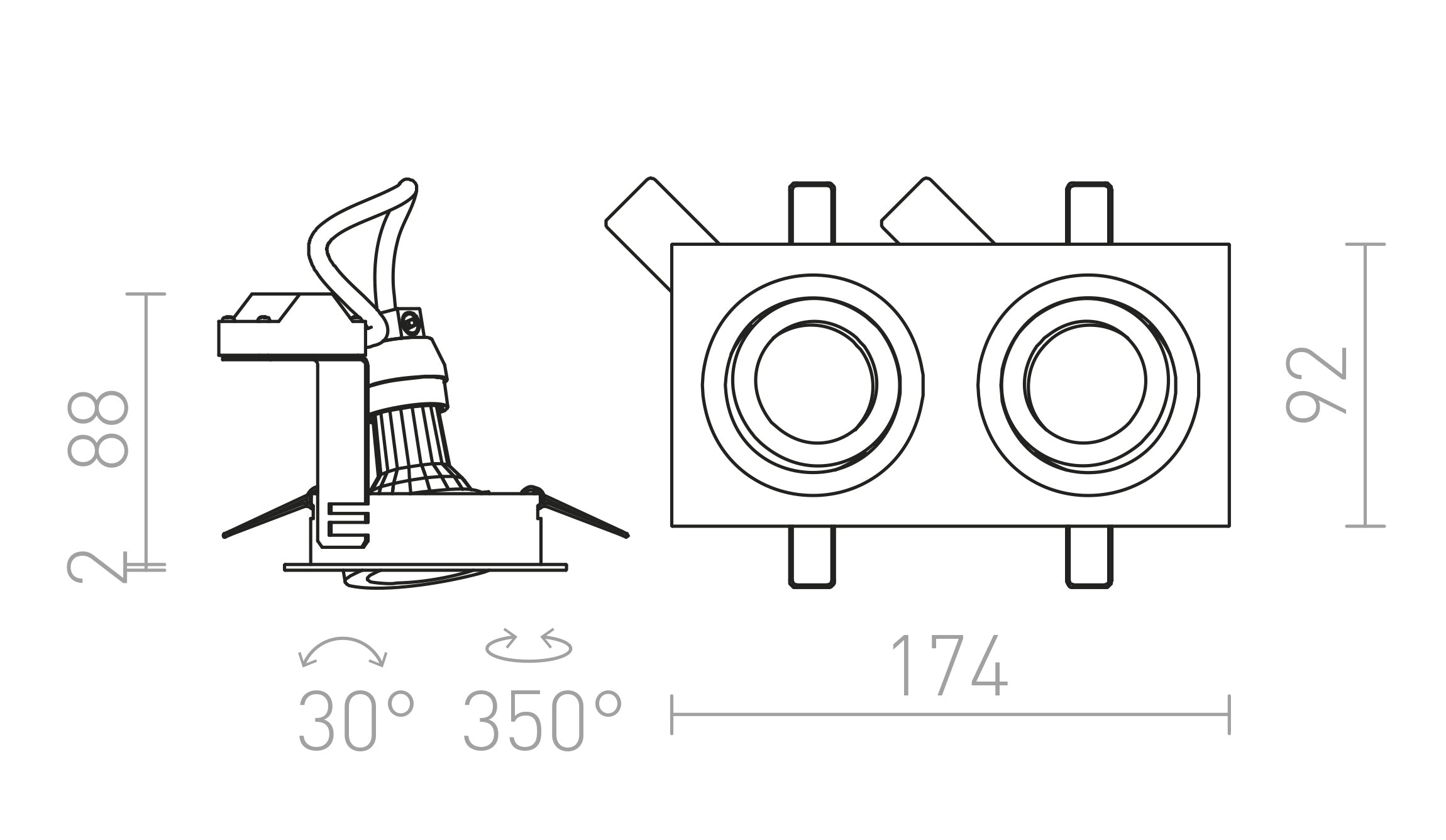 PASADENA GU10 SQ II - Product sketch
