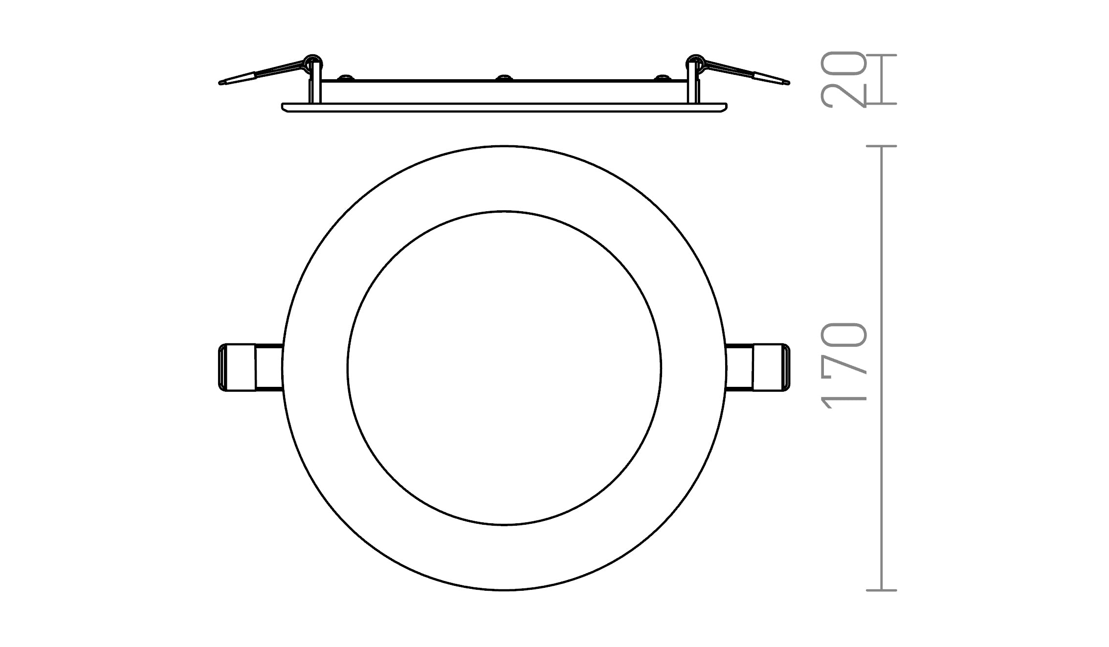 SOCORRO R 170 EINBAULEUCHTE - Product sketch