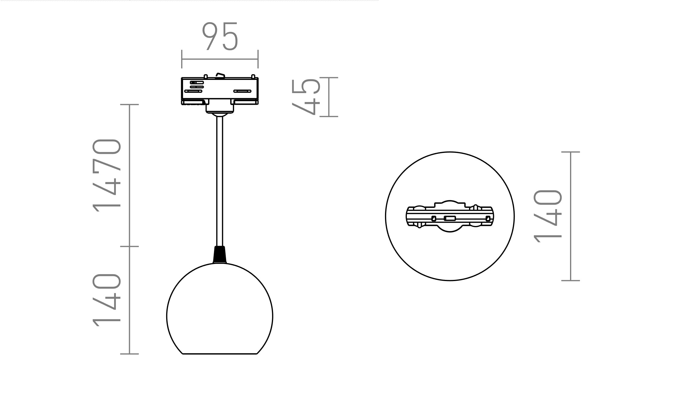 COPA FÜR 1-PHASEN-STROMSCHIENE - Product sketch