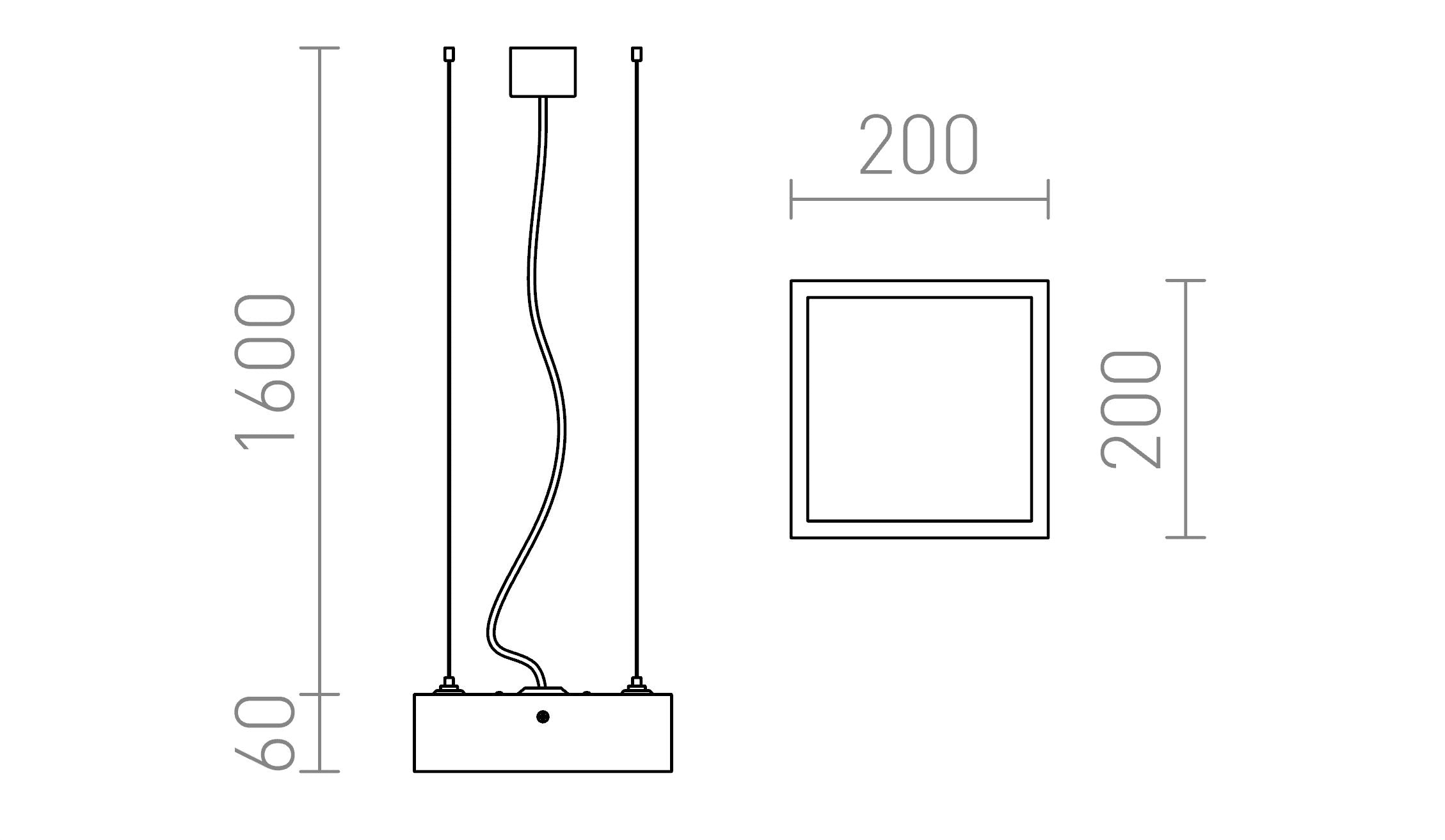 STRUCTURAL LED PENDELLEUCHTE 20x20 - Product sketch