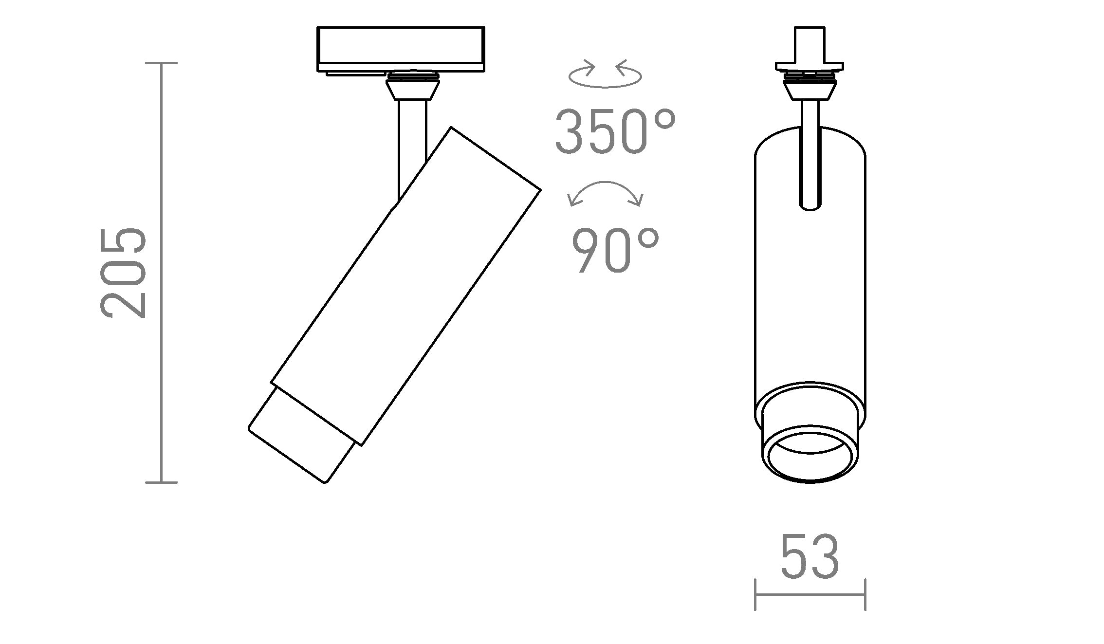 FOCUS 12 ZOOM FÜR 1-PHASEN-STROMSCHIENE - Product sketch
