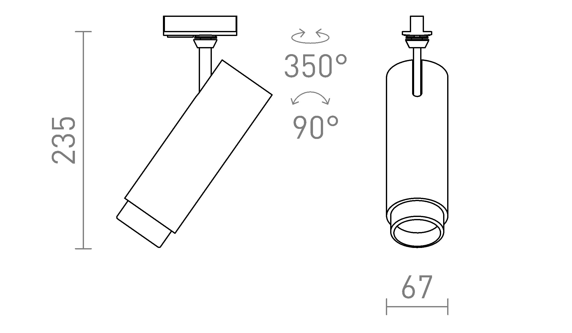 FOCUS 20 ZOOM FÜR 1-PHASEN-STROMSCHIENE - Product sketch