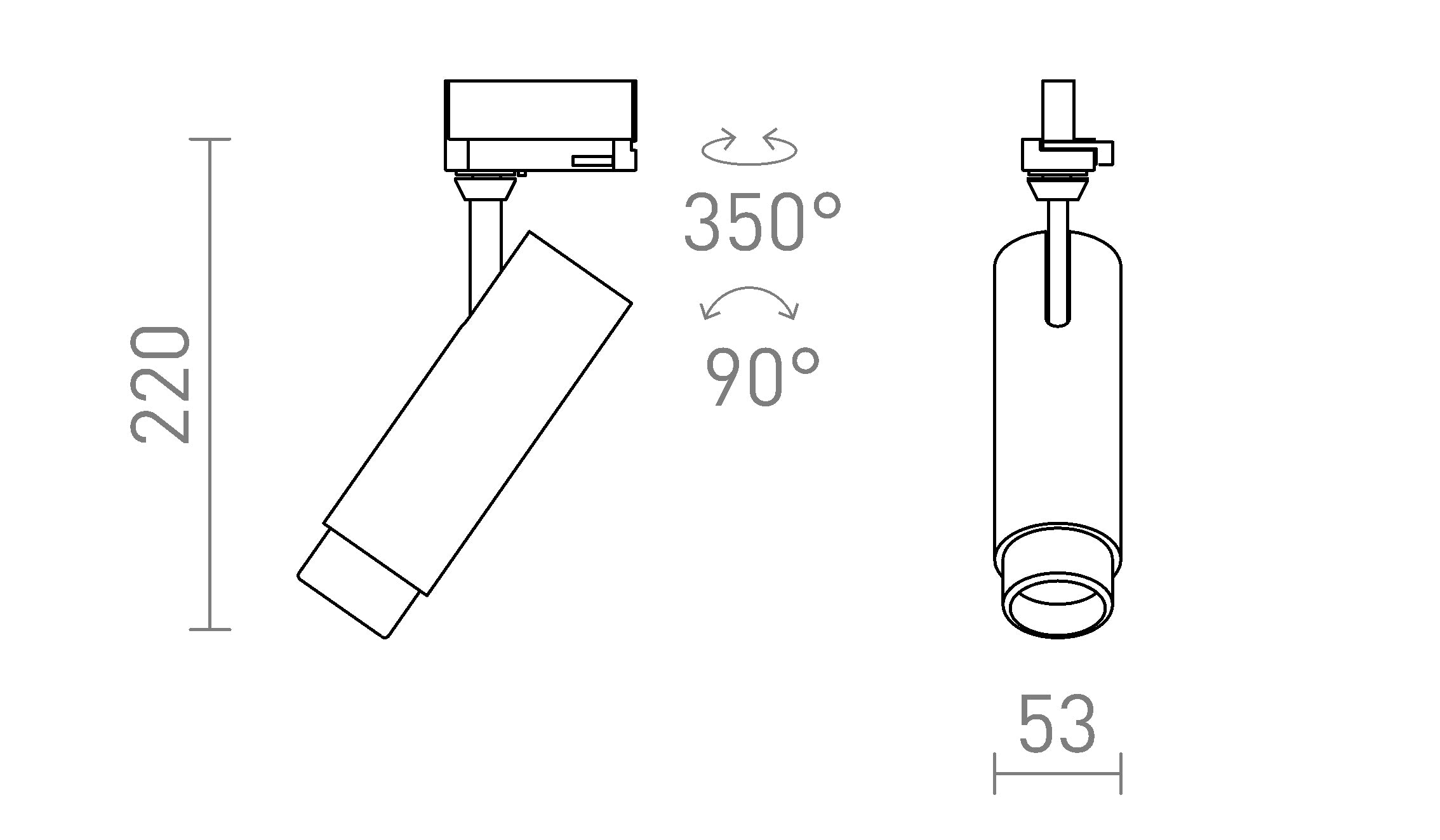 FOCUS 12 ZOOM FÜR 3-PHASEN-STROMSCHIENE - Product sketch