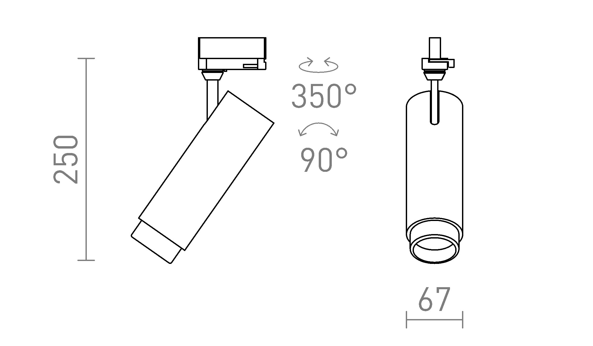 FOCUS 20 ZOOM FÜR 3-PHASEN-STROMSCHIENE - Product sketch