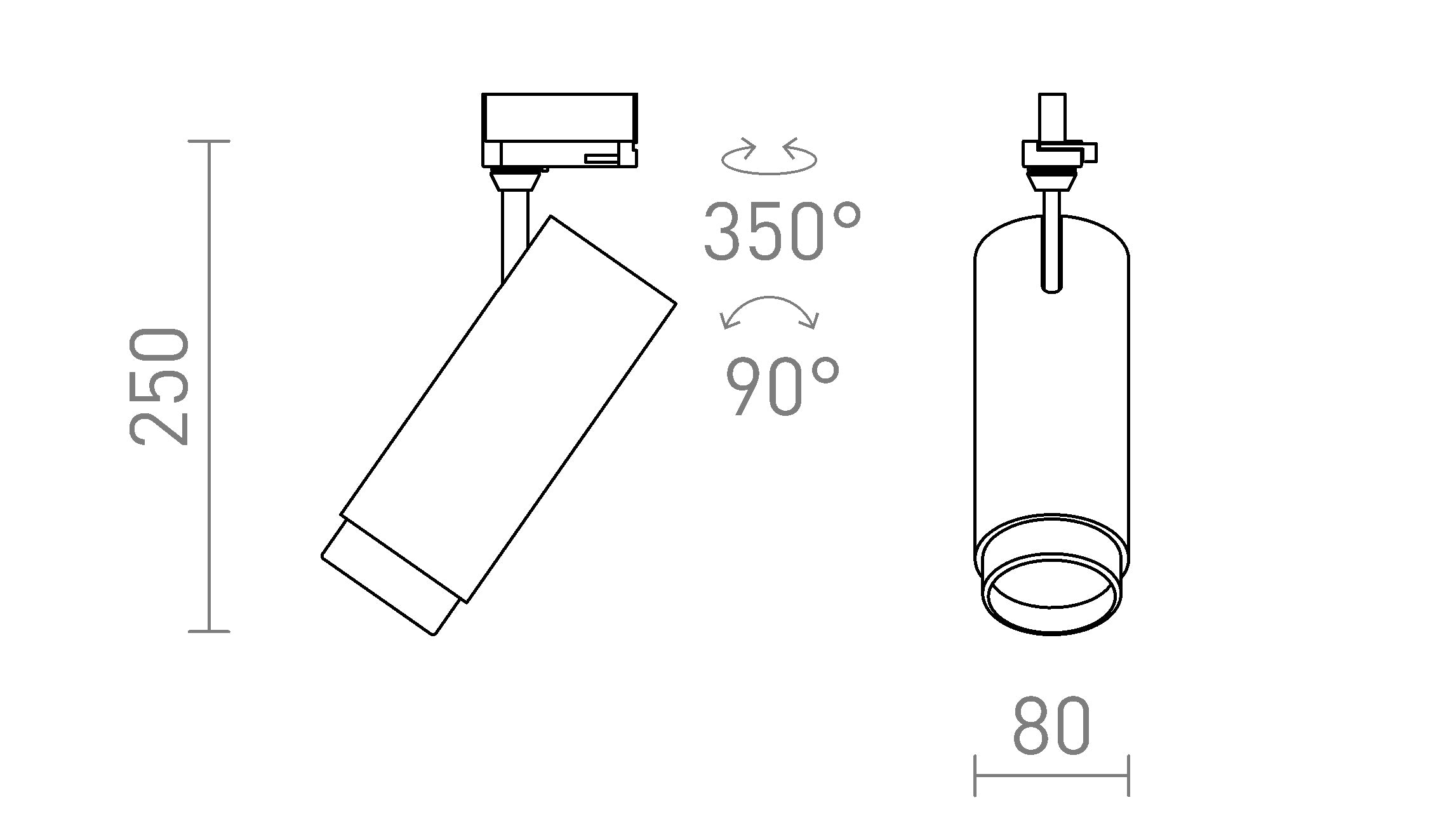 FOCUS 30 ZOOM FÜR 3-PHASEN-STROMSCHIENE - Product sketch
