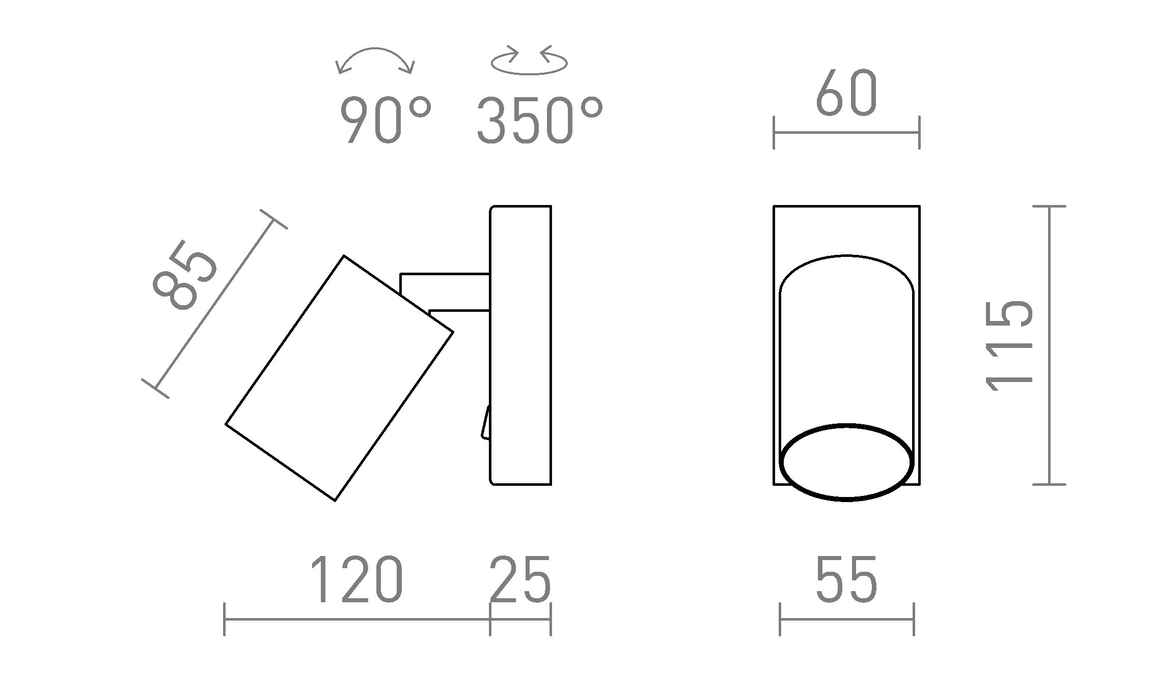 DUDE WANDLEUCHTE - Product sketch