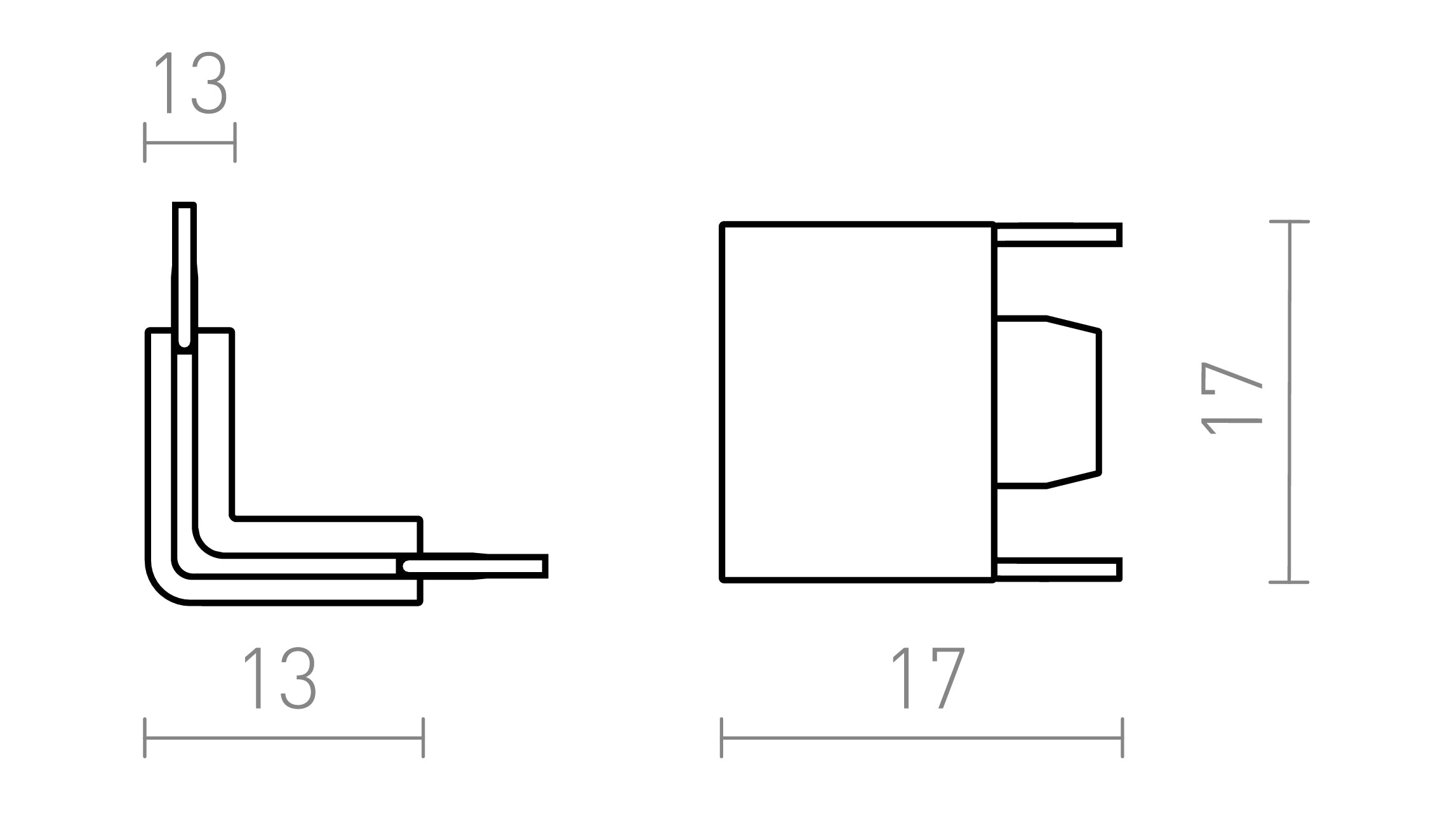 90 L VERBINDER FÜR VEGA SCHIENE - Product sketch