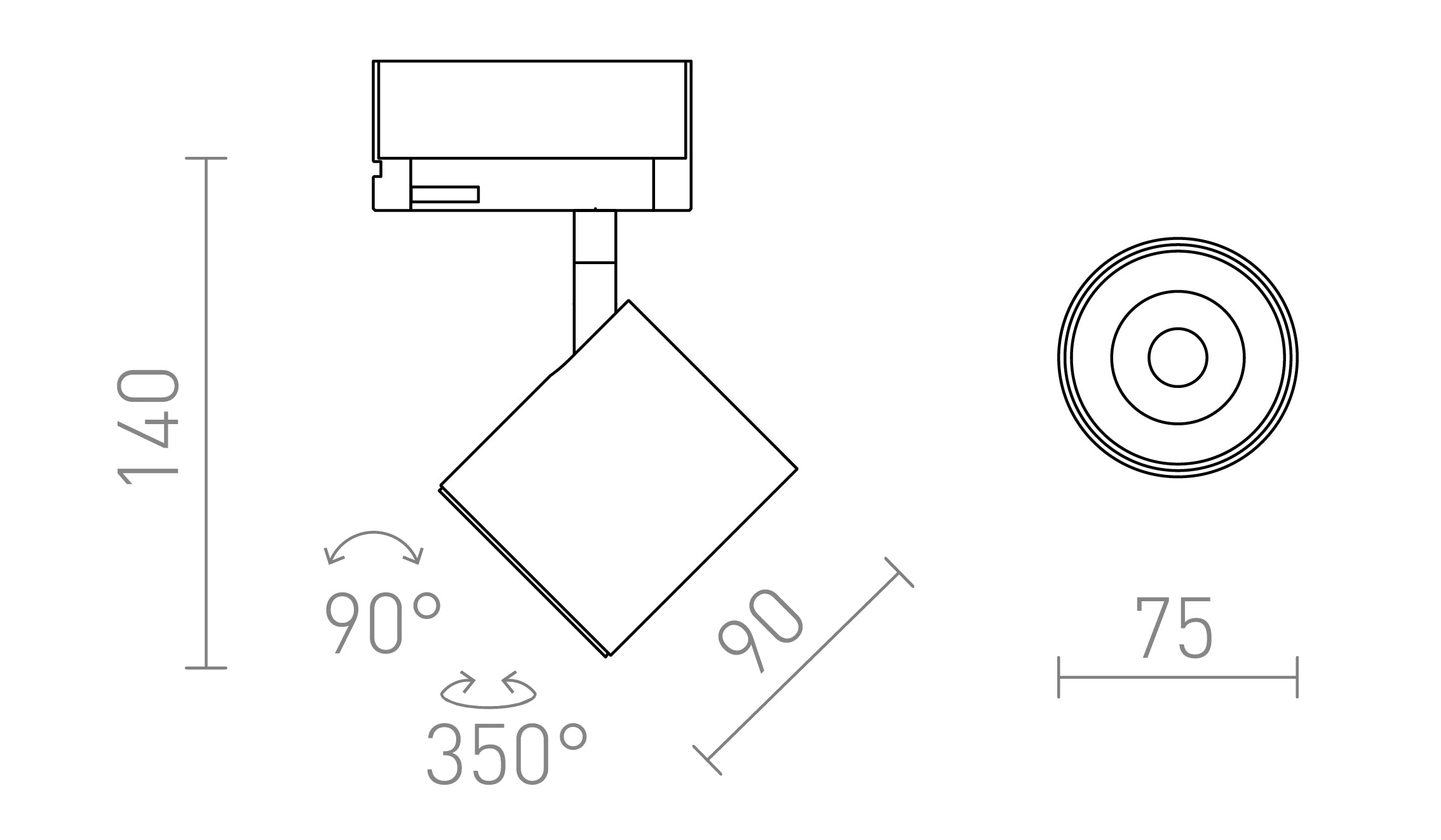IRIS 7 FÜR 3-PHASEN-STROMSCHIENE - Product sketch