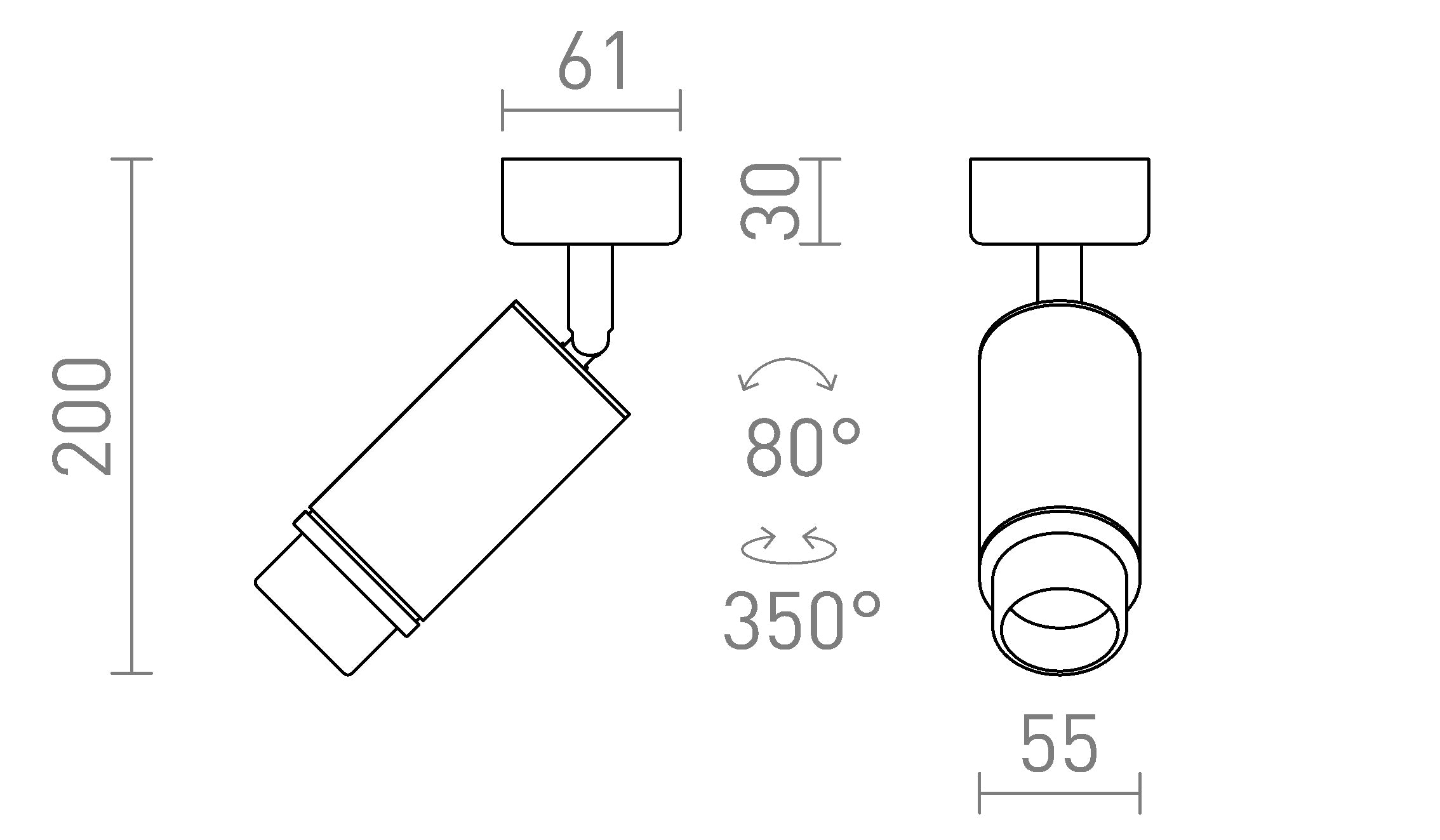 OPTIMUS 2 ZOOM DECKENLEUCHTE - Product sketch