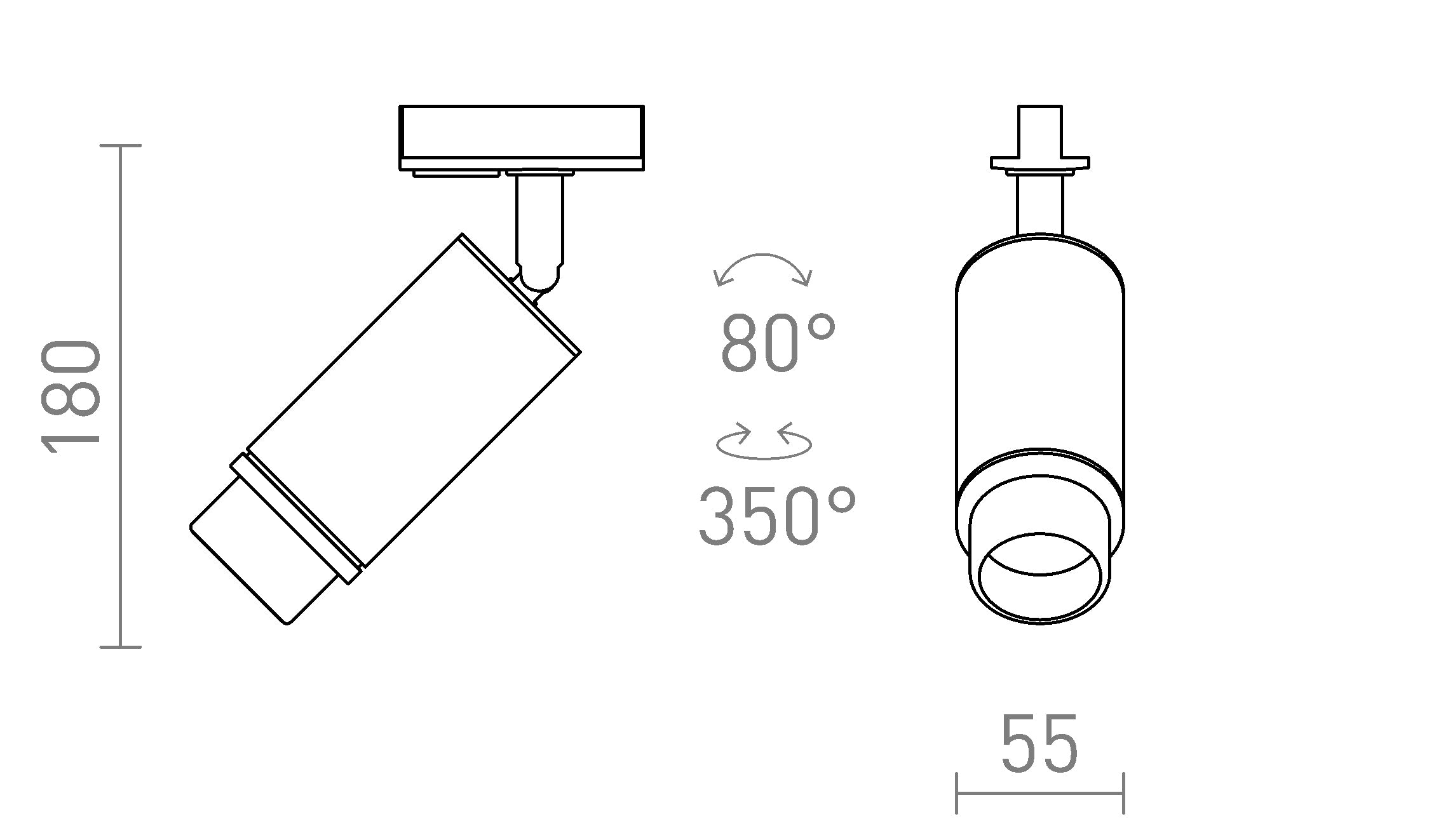 OPTIMUS 2 ZOOM FÜR 1-PHASEN-STROMSCHIENE - Product sketch