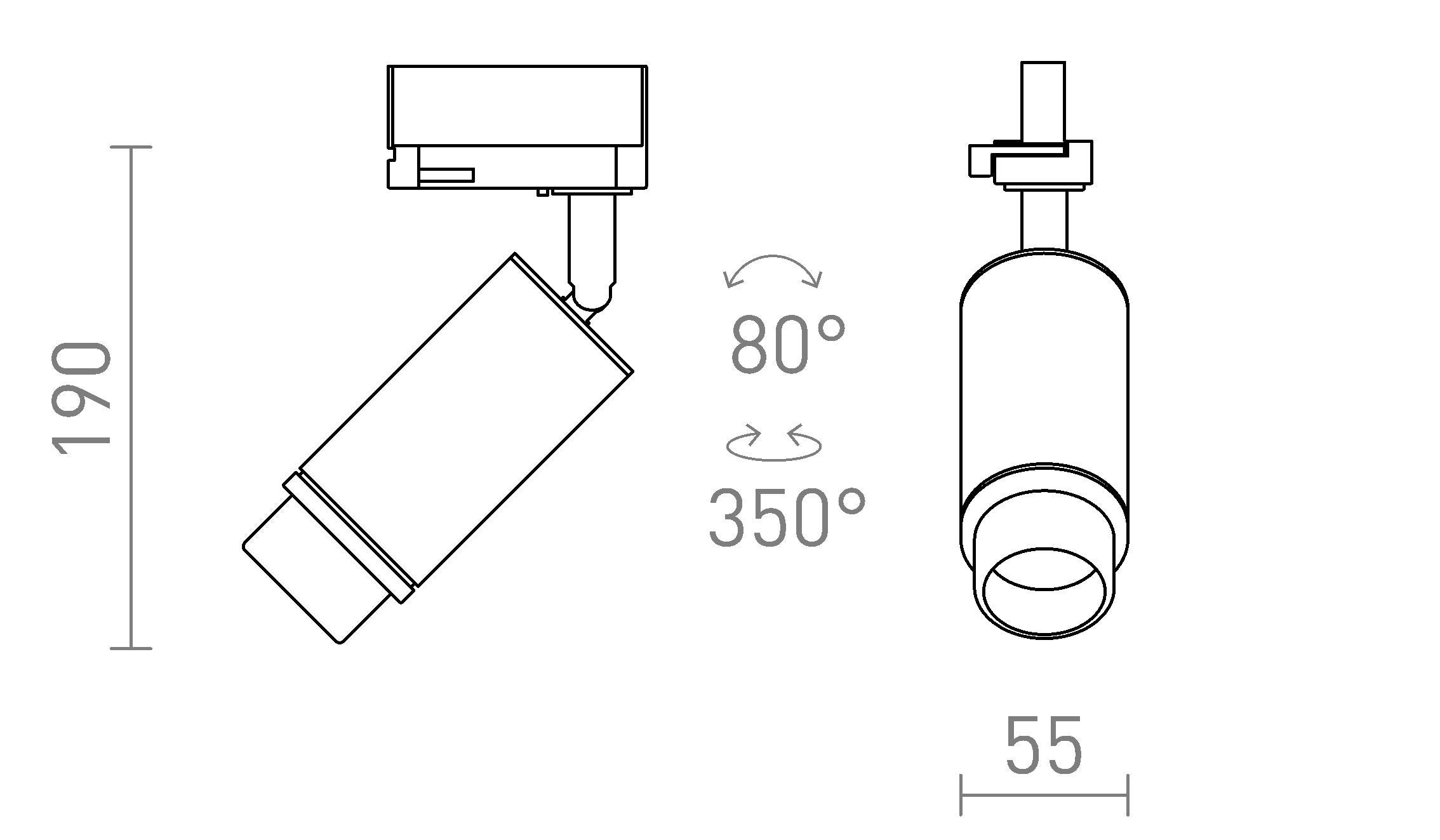 OPTIMUS 2 ZOOM FÜR 3-PHASEN-STROMSCHIENE - Product sketch