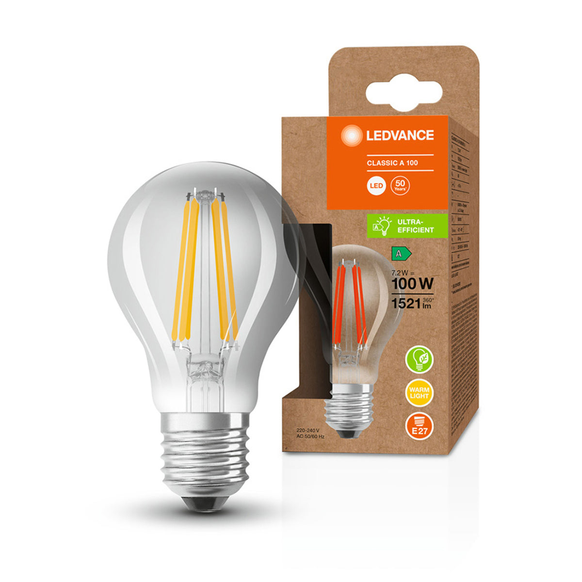 RENDL light source OSRAM ULTRA ECONOMY 210lm/W Classic A  clear 230V E27 LED EQ100 3000K G13948 2