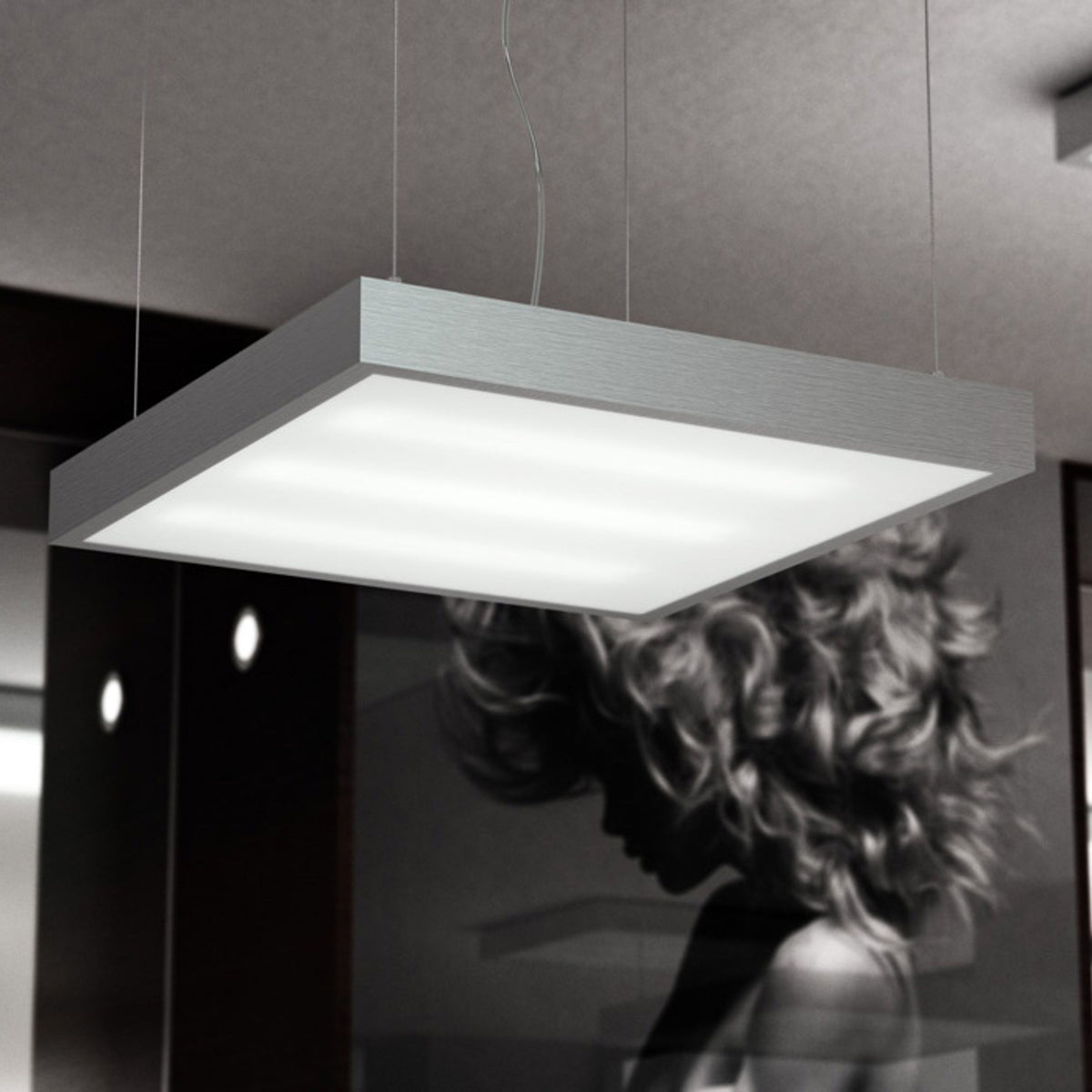 RENDL Outlet STRUCTURAL 55x55 pendant  brushed aluminum 230V 2G11 3x36W R10095 4