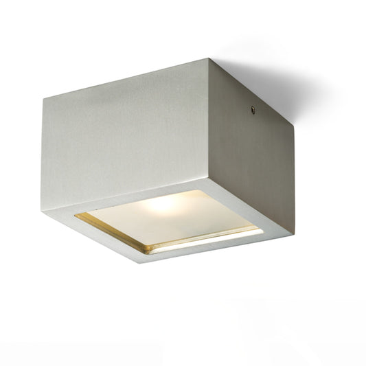 RENDL surface mounted lamp DEZA square  aluminum/satinated glass 230V LED G9 5W IP54 R10166 1