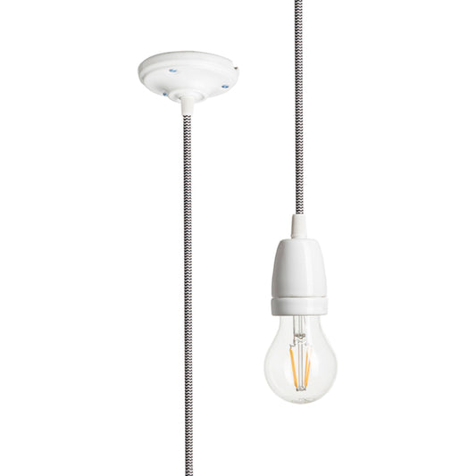 RENDL shades, shade bases, pendent sets FABIO pendant set black/white porcelain 230V LED E27 15W R10617 1