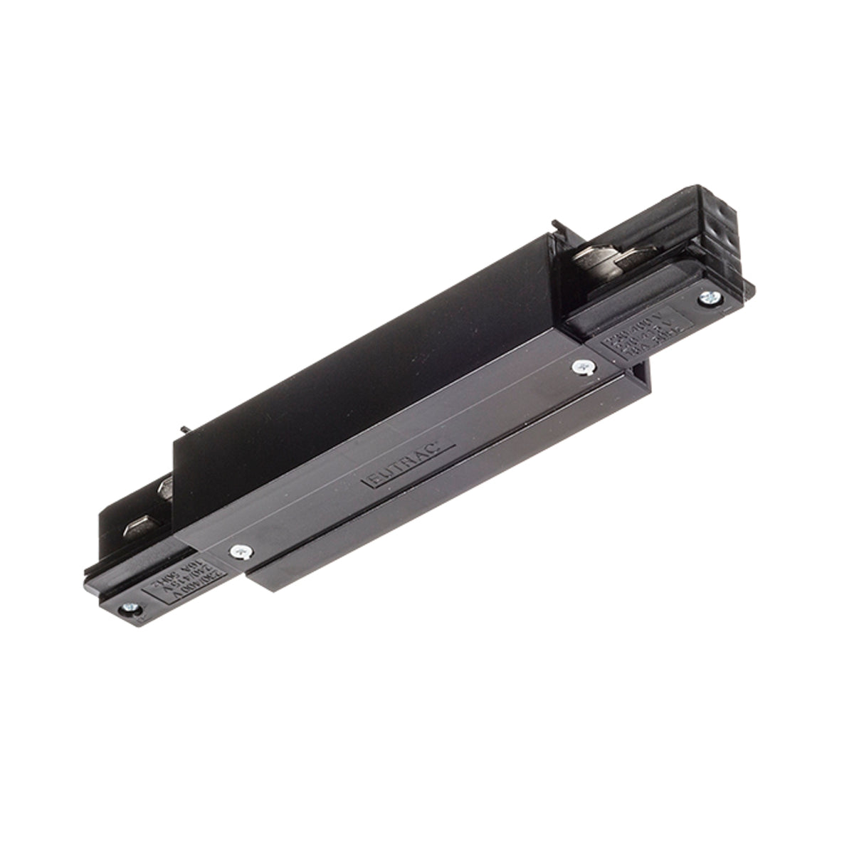 RENDL 3-circuit track system EUTRAC straight connector with feed-in black 230V  R11321 1