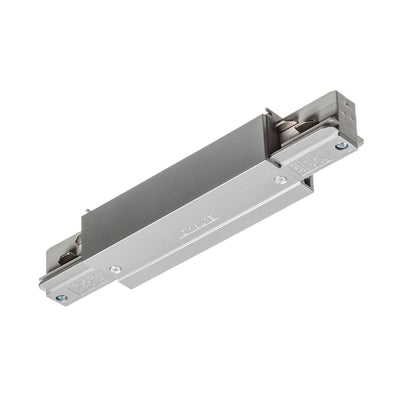 RENDL 3-circuit track system EUTRAC straight connector with feed-in silver grey  230V  R11322 1