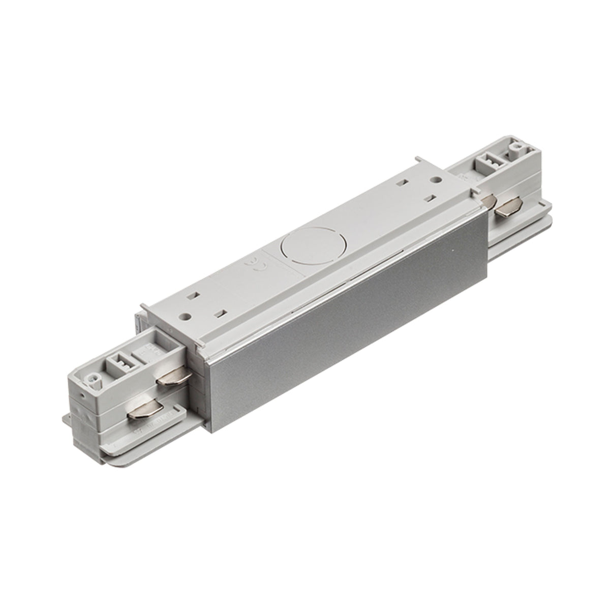 RENDL 3-circuit track system EUTRAC straight connector with feed-in silver grey  230V  R11322 3
