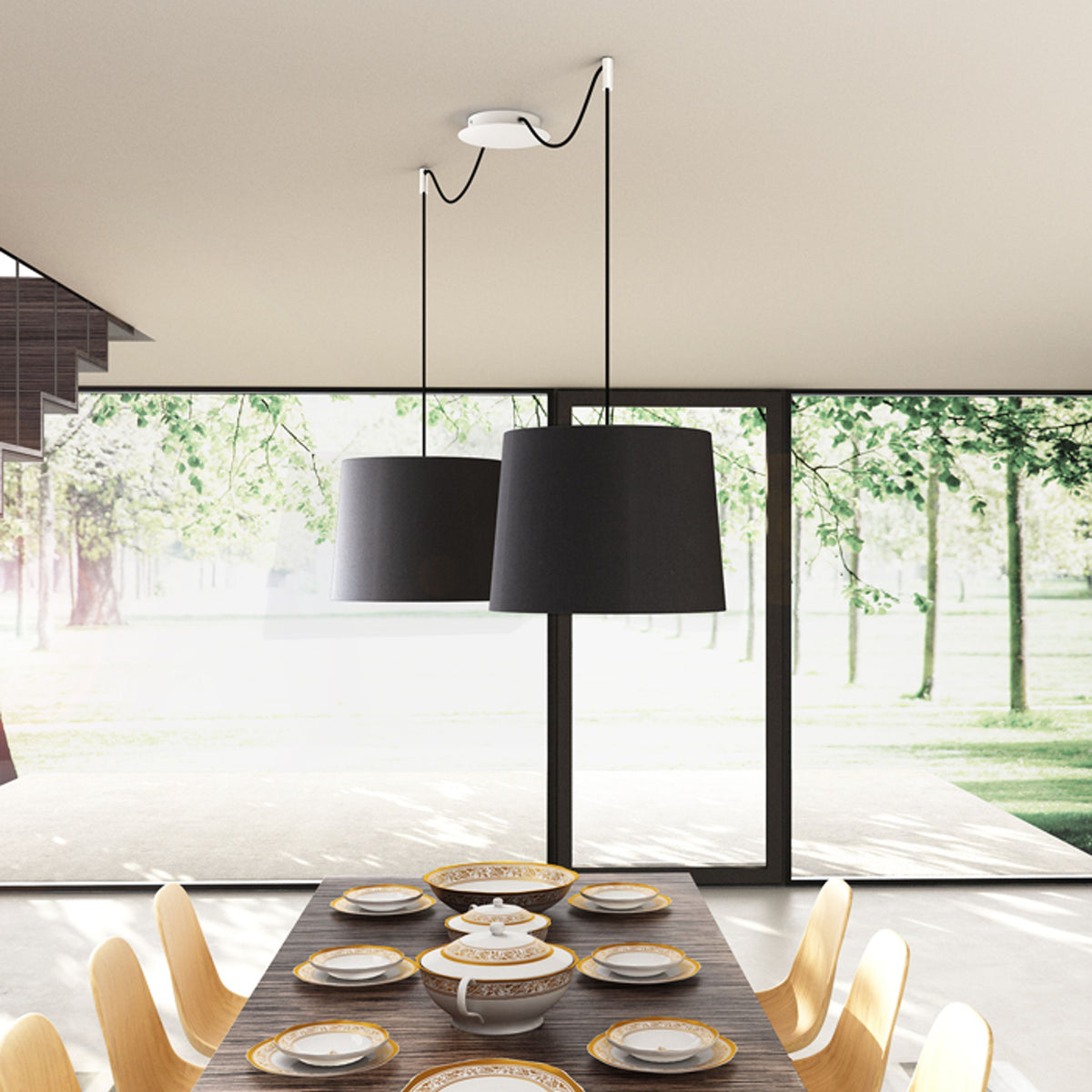 RENDL shades, shade bases, pendent sets ASPRO 40/30 shade Polycotton black/golden foil max. 23W R11467 6