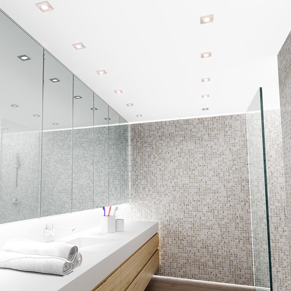 RENDL Outlet SPLASH SQ recessed  matt nickel 230V LED GU10 8W IP65 R11736 7