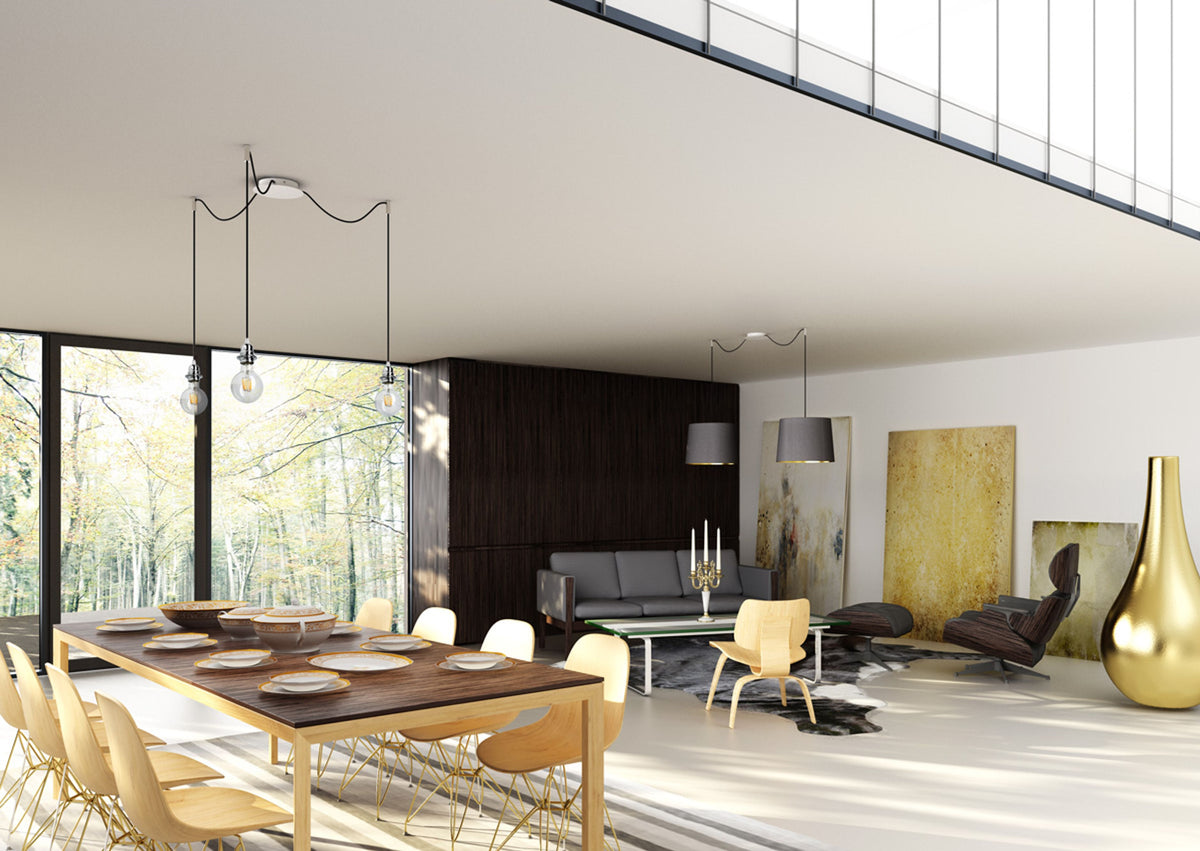 RENDL shades, shade bases, pendent sets KOMBIX 3 pendant set WB+BC+CHF   230V LED E27 3x15W R11779 3