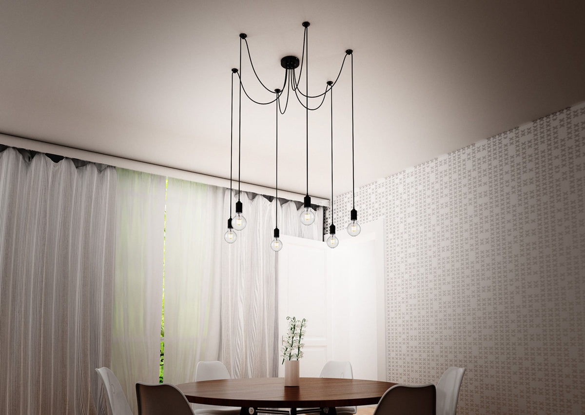 RENDL pendant lamp CINDY VI pendant black  230V LED E27 6x15W R12054 12