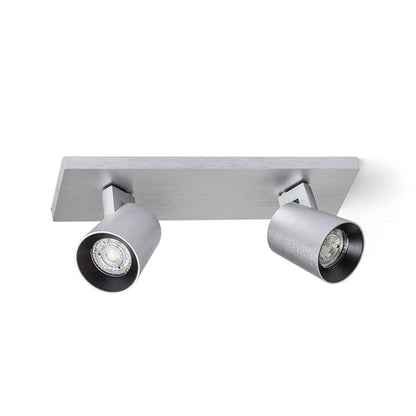 RENDL spotlight KENNY II surface mounted  brushed aluminum/black 230V LED GU10 2x8W R12916 1