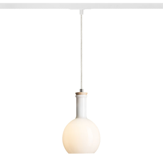 RENDL 1-circuit track system PULIRE RD for 1-circuit tracks  opal-colored glass/wood 230V LED E14 6W R13210 1