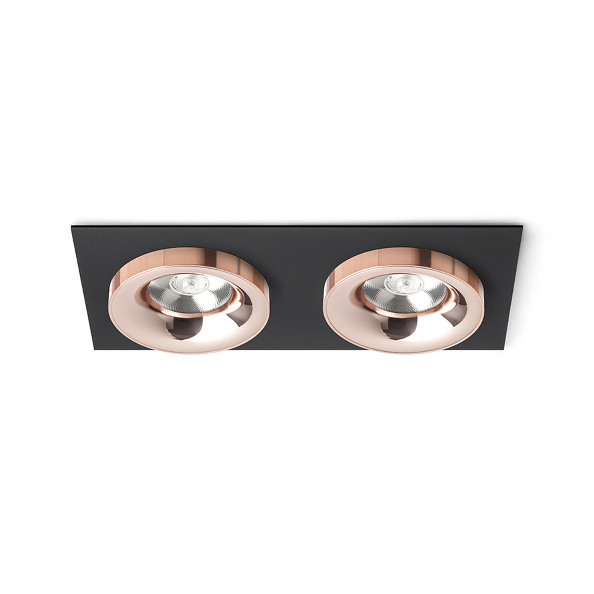 RENDL recessed light SHARM SQ II recessed black copper/copper 230V LED 2x10W 24° 3000K R13258 1