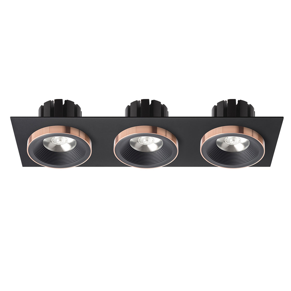RENDL recessed light SHARM SQ III recessed black/black copper 230V LED 3x10W 24° 3000K R13264 2