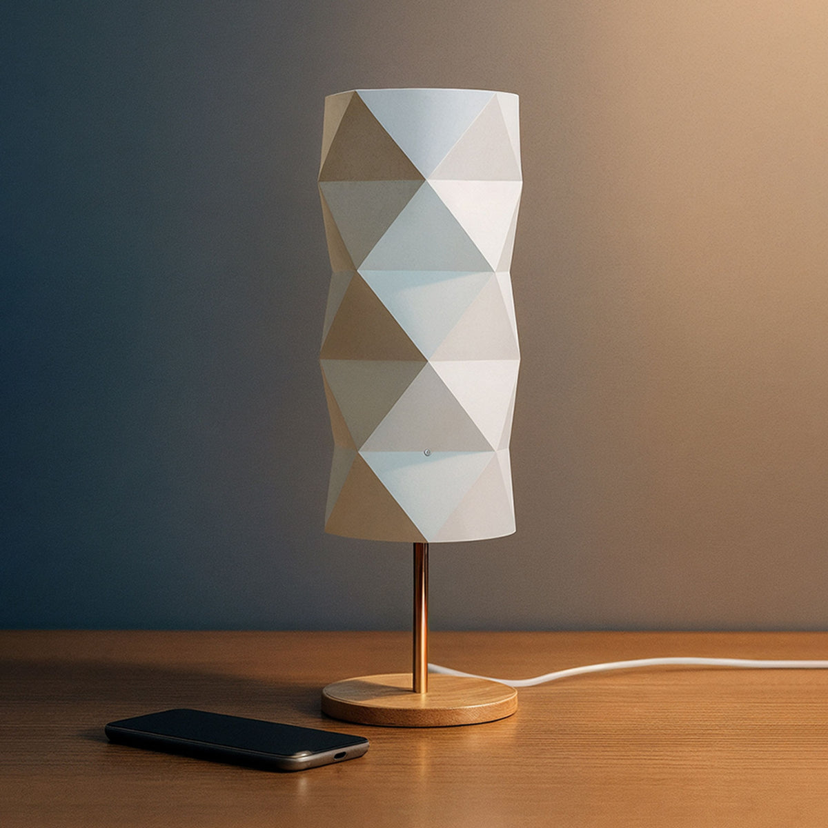RENDL table lamp ZUMBA table  white PVC/wood/chrome 230V LED E14 11W R13320 3