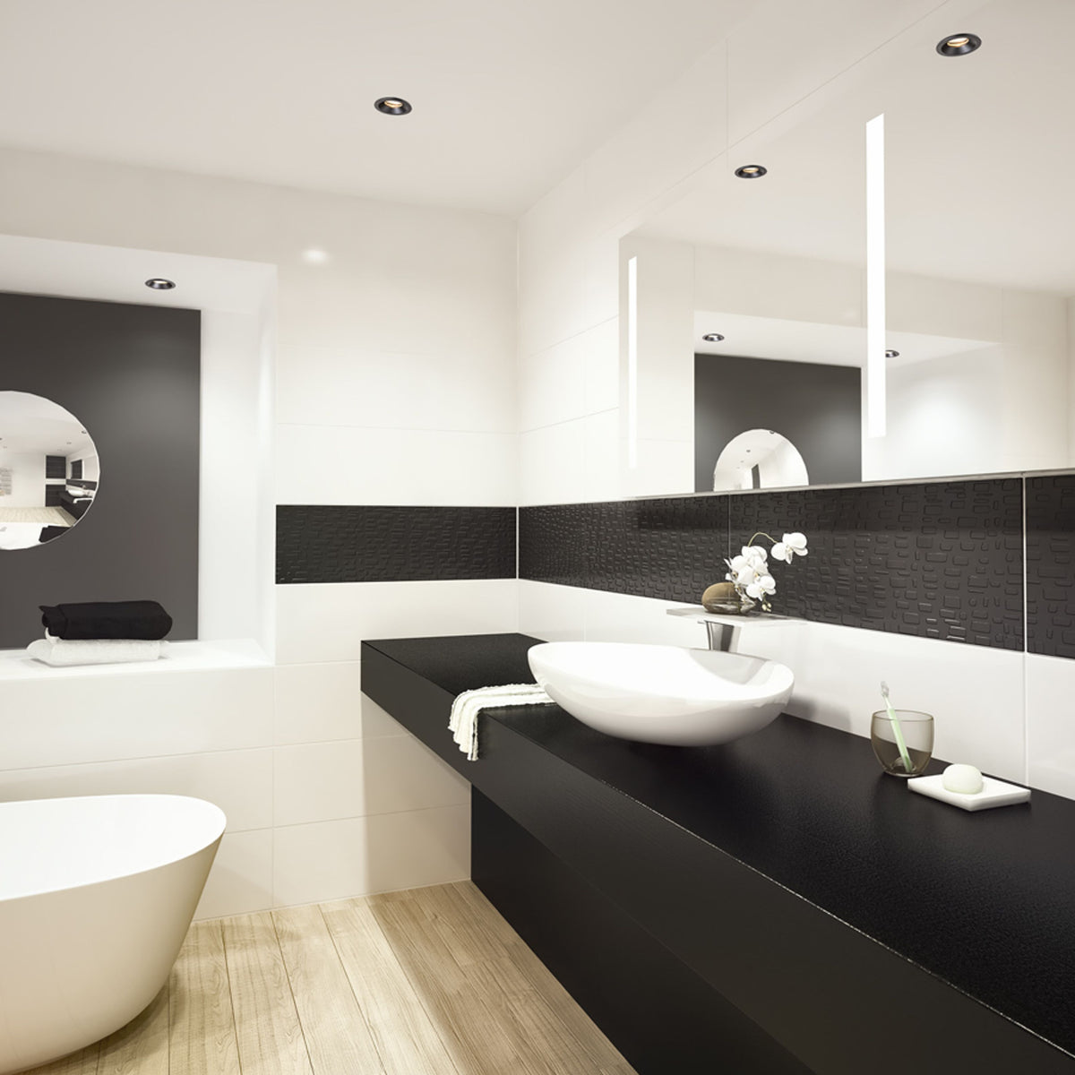 RENDL recessed light BELLA GU10 recessed black 230V LED GU10 15W IP65 R13599 2
