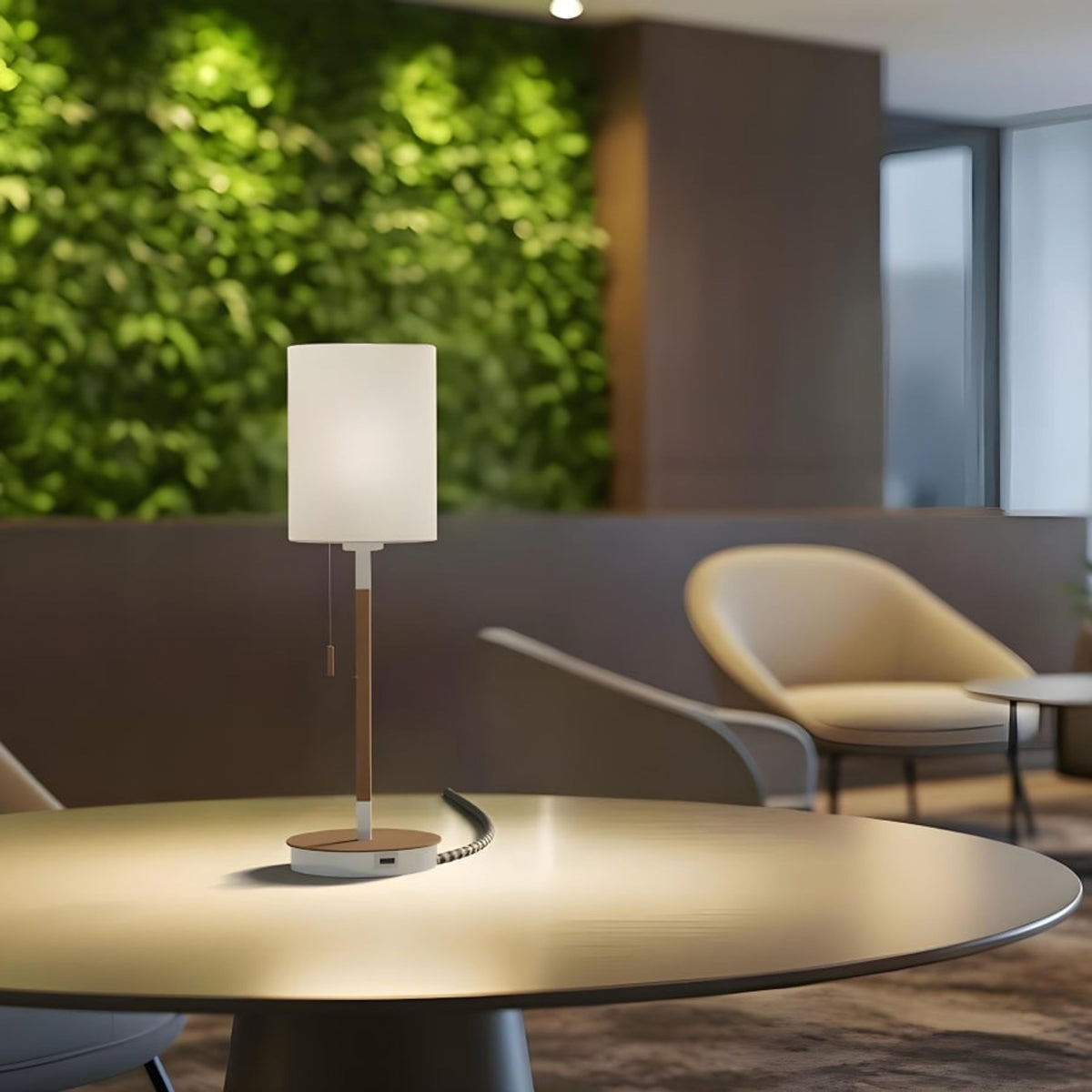 RENDL shades, shade bases, pendent sets KEITH table base with USB white beech 230V LED E27 15W R13639 3