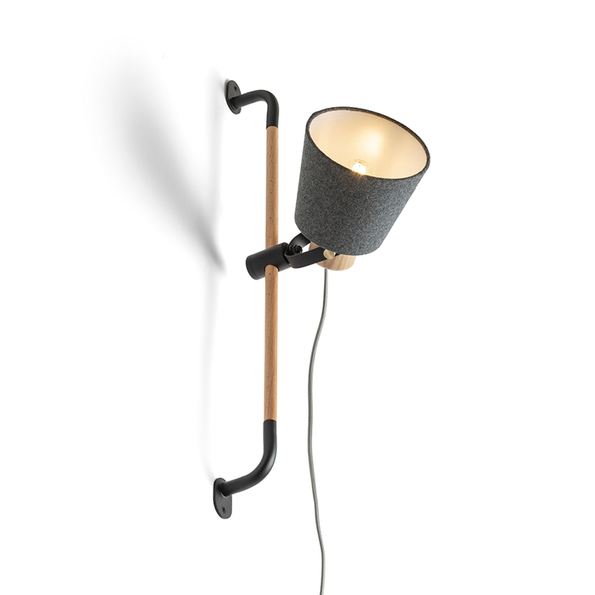 RENDL spotlight CHOUPETTE wall adjustable black grey textile/wood 230V LED E27 11W R13649 2