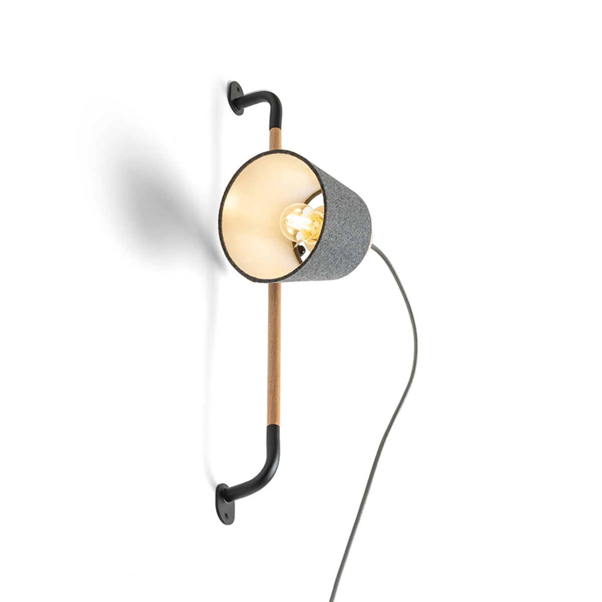 RENDL spotlight CHOUPETTE wall adjustable black grey textile/wood 230V LED E27 11W R13649 5