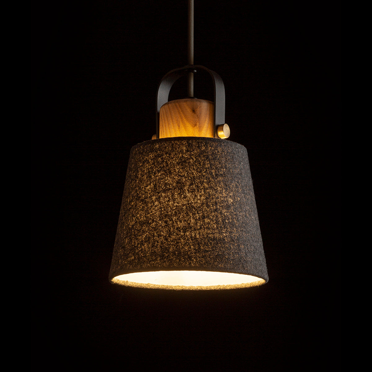 RENDL pendant lamp CHOUPETTE pendant black grey textile/wood 230V LED E27 11W R13650 3