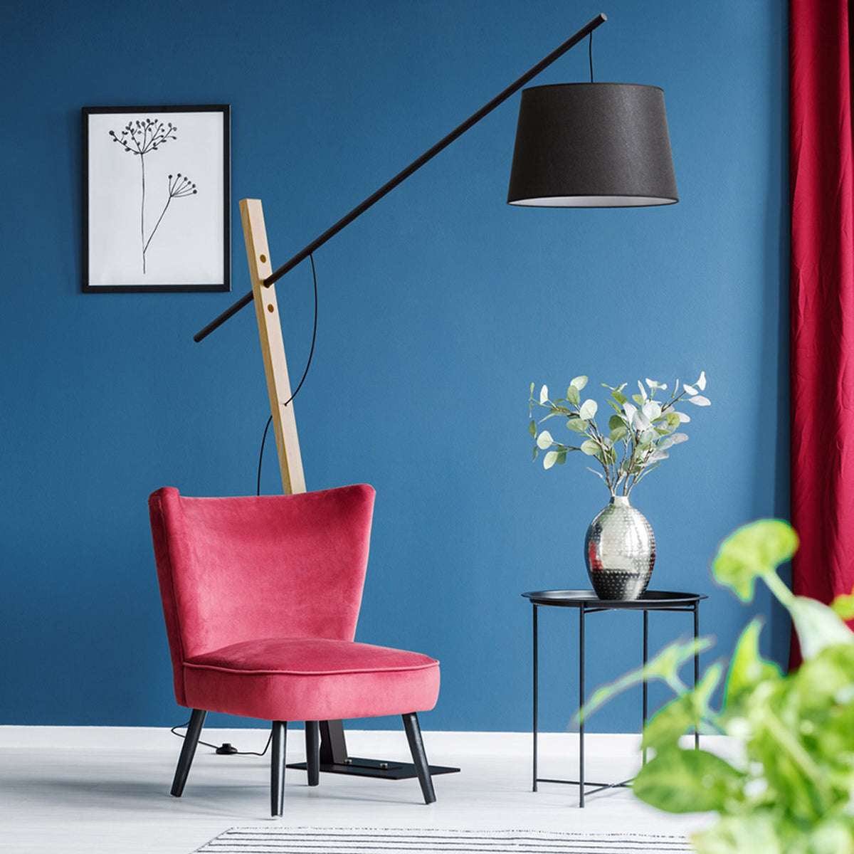 RENDL floor lamp DANTE floor black wood 230V LED E27 15W R13653 3