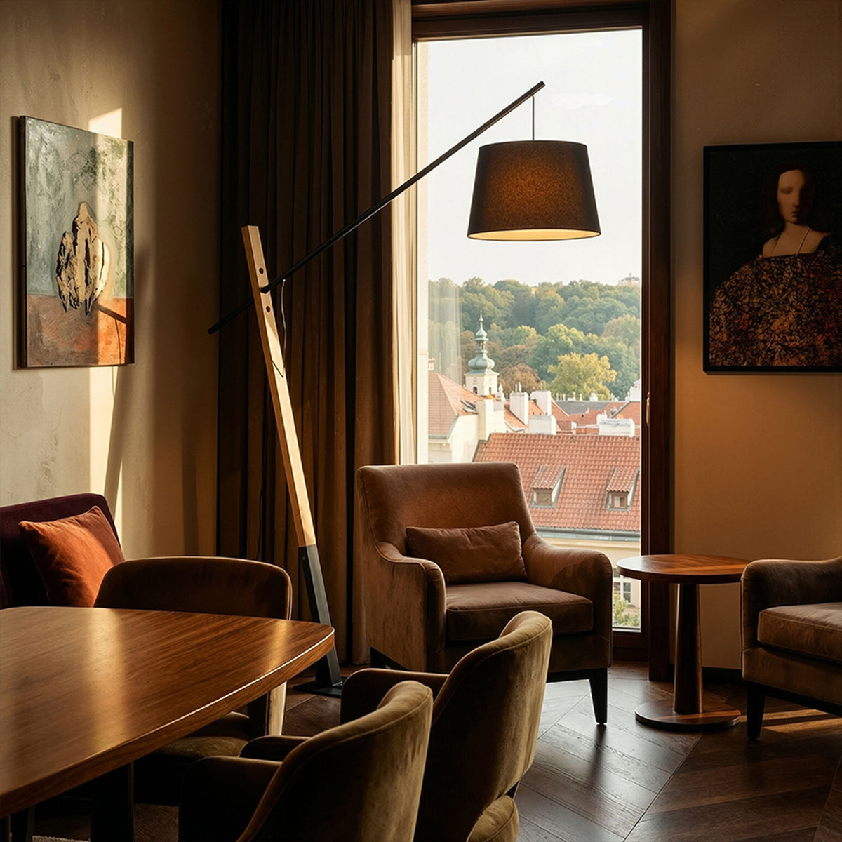 RENDL floor lamp DANTE floor black wood 230V LED E27 15W R13653 5