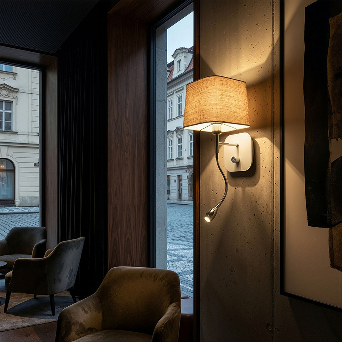 RENDL wall lamp PERTH wall with LED spotlight beige/white chrome 230V LED E14 LED 7+3W 30°  3000K R13661 2