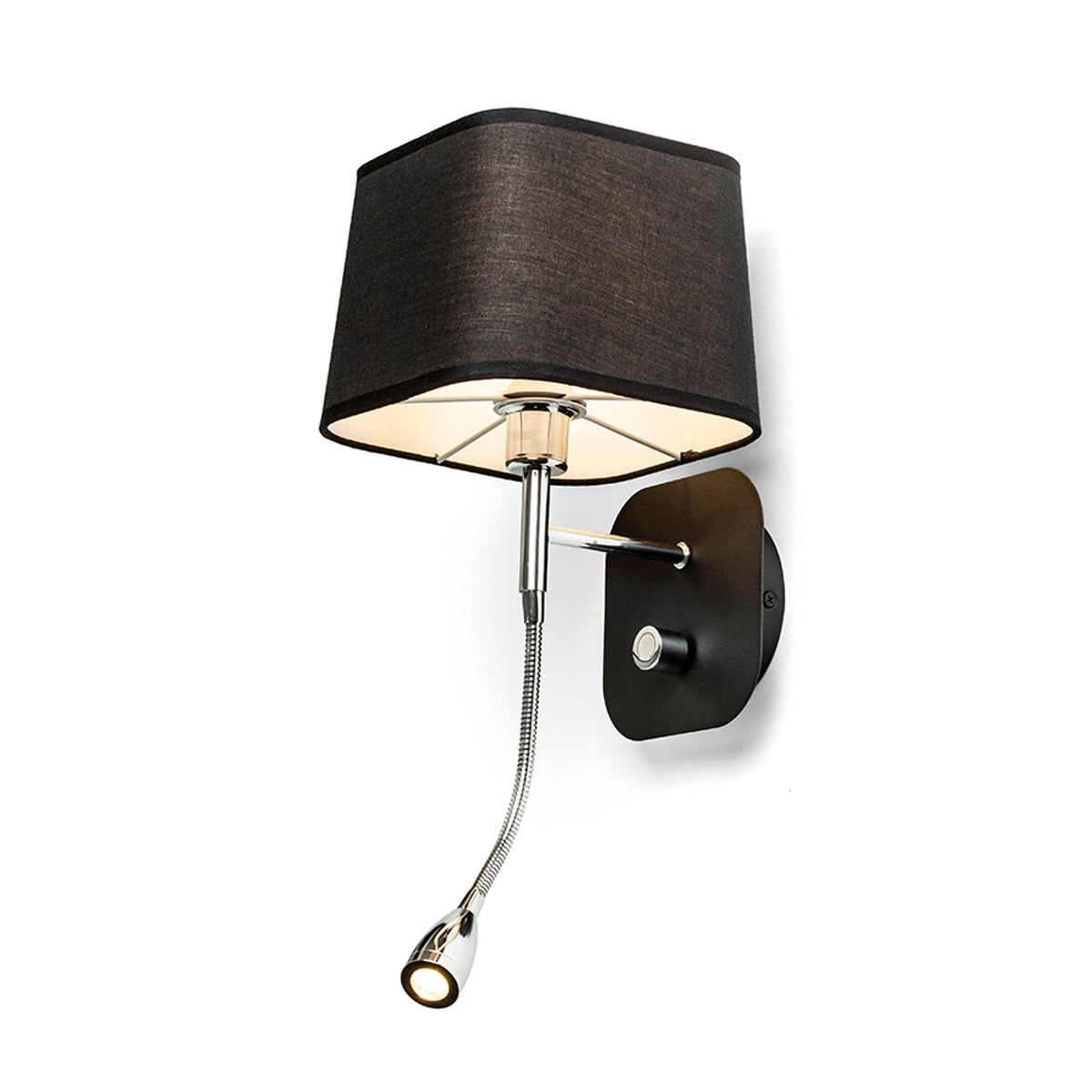 RENDL wall lamp PERTH wall with LED spotlight black/black chrome 230V LED E14 LED 7+3W 30°  3000K R13662 1