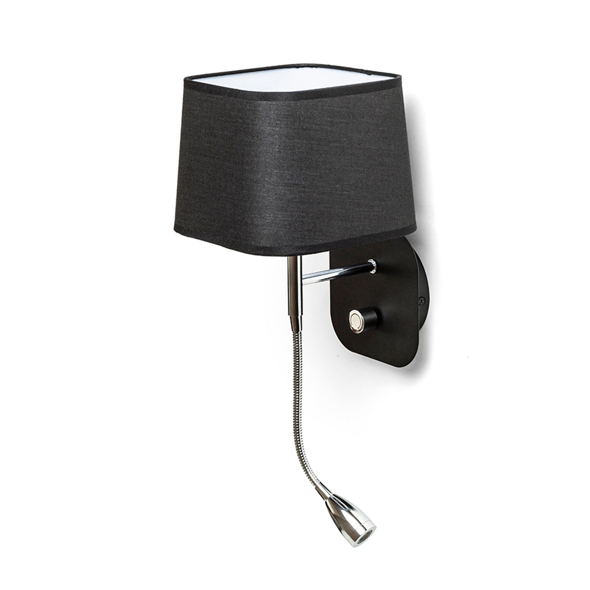 RENDL wall lamp PERTH wall with LED spotlight black/black chrome 230V LED E14 LED 7+3W 30°  3000K R13662 2