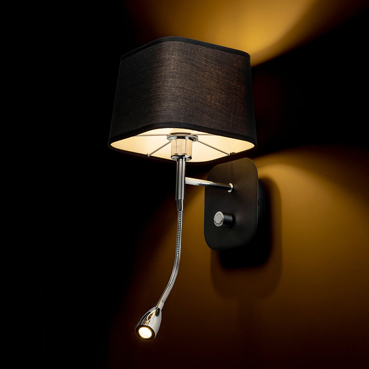 RENDL wall lamp PERTH wall with LED spotlight black/black chrome 230V LED E14 LED 7+3W 30°  3000K R13662 3