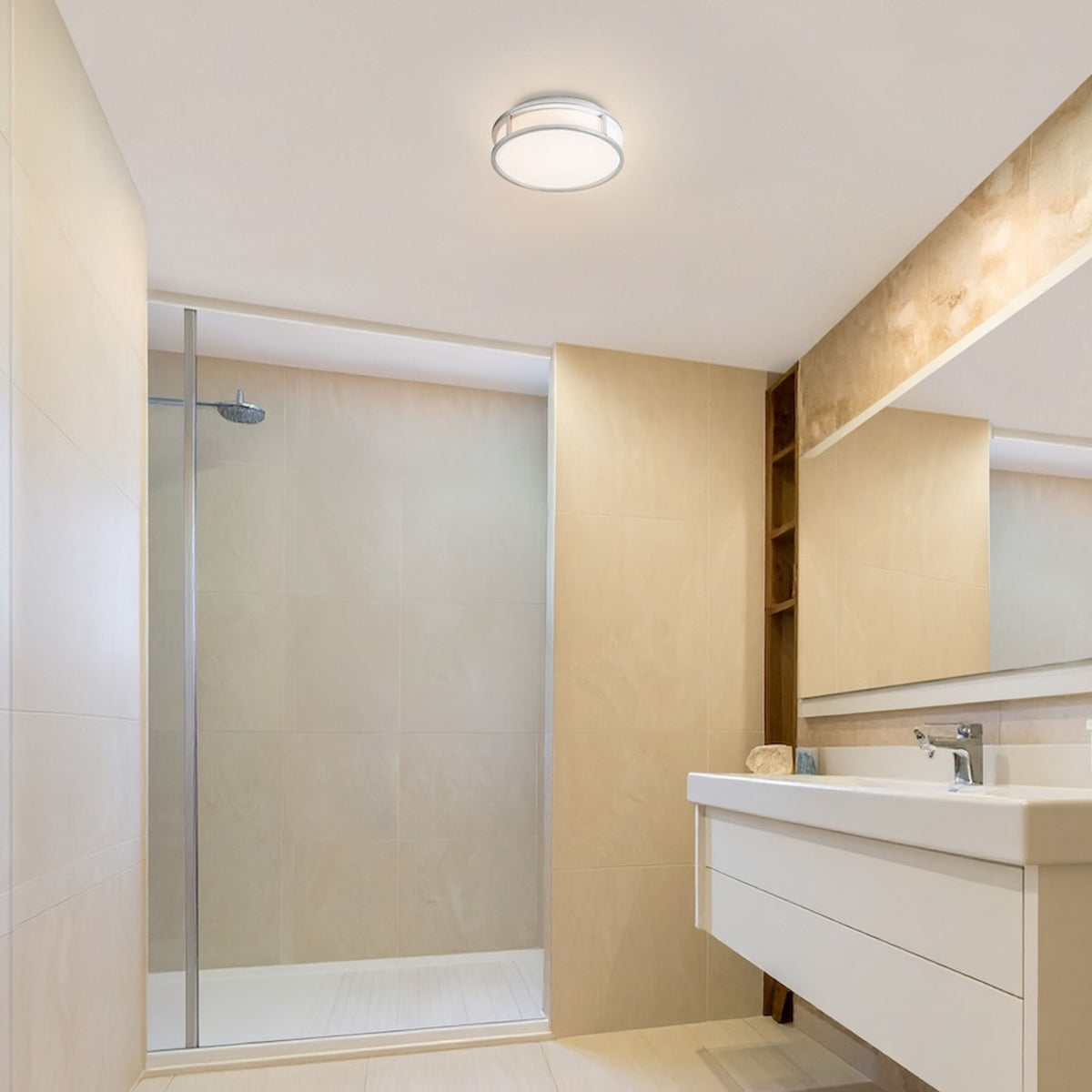 RENDL surface mounted lamp GRANDE LED 25 ceiling  opal-colored glass/chrome 230V LED 12W IP44  3000K R13676 5