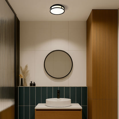 RENDL surface mounted lamp GRANDE LED 25 ceiling  opal-colored glass/black 230V LED 12W IP44  3000K R13677 2