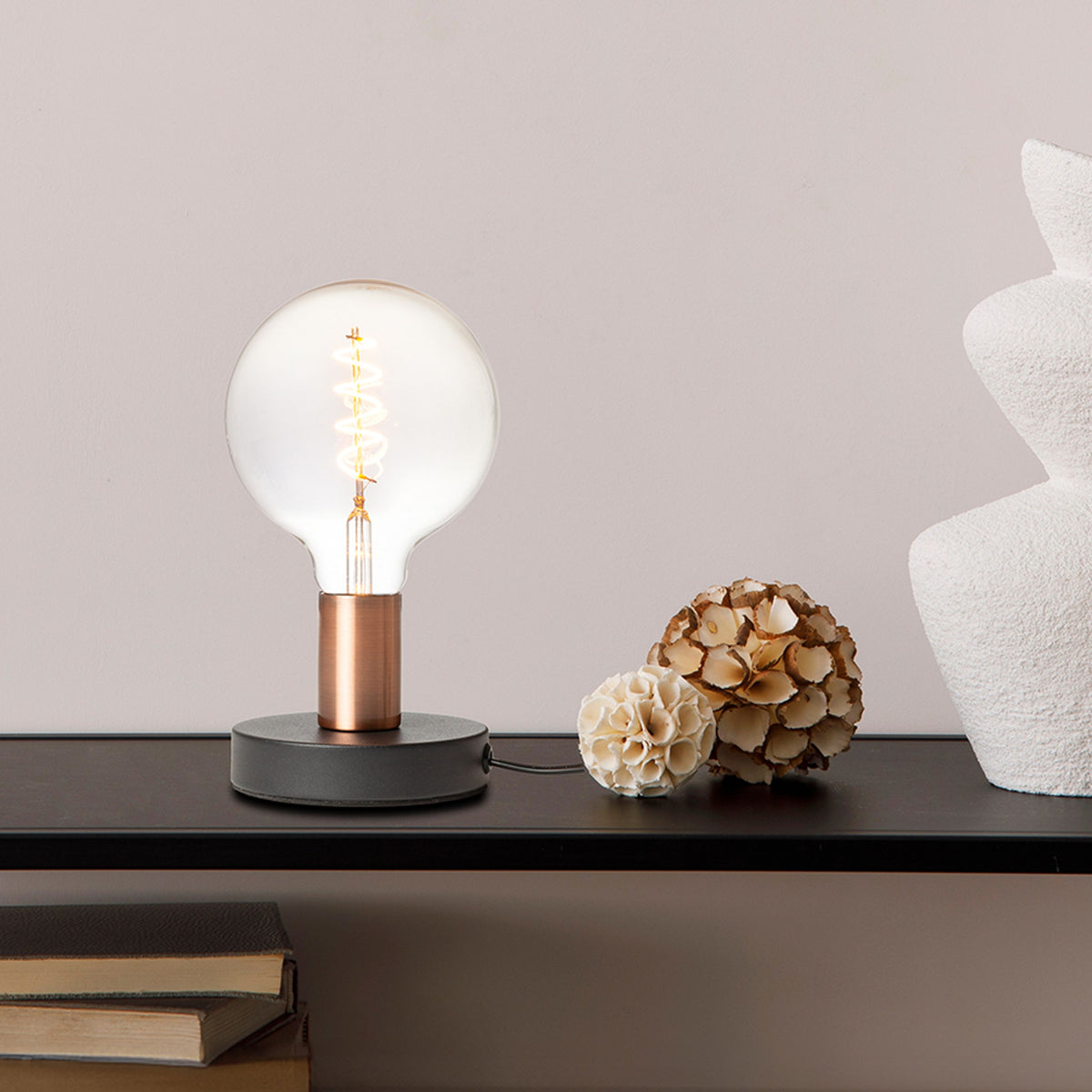 RENDL table lamp ALGOT table black brushed copper 230V LED E27 15W R13907 4