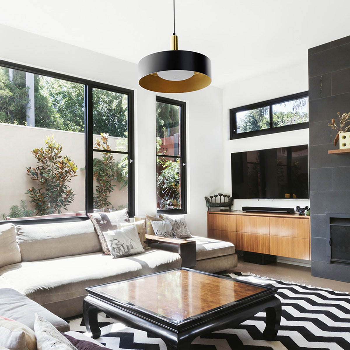 RENDL pendant lamp GIULIA 40 pendant black/gold brown brass 230V LED E27 30W R13913 3