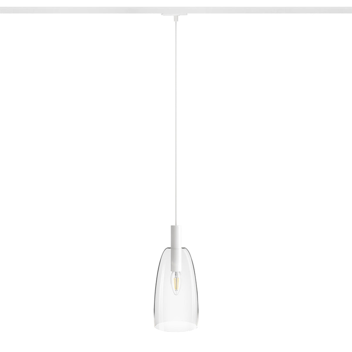 RENDL 1-circuit track system BELLINI L E14 for 1-circuit tracks pendant white clear glass 230V LED E14 15W R13963 1